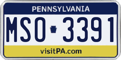 PA license plate MSO3391