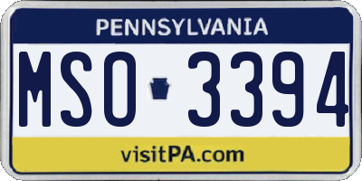 PA license plate MSO3394