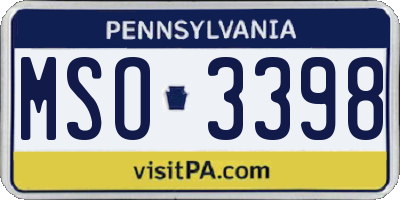 PA license plate MSO3398