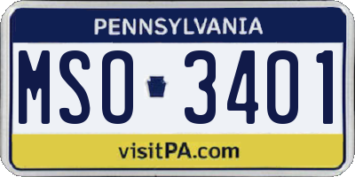 PA license plate MSO3401