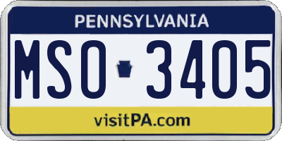 PA license plate MSO3405