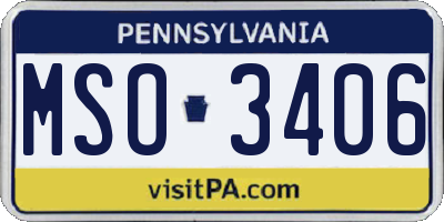 PA license plate MSO3406