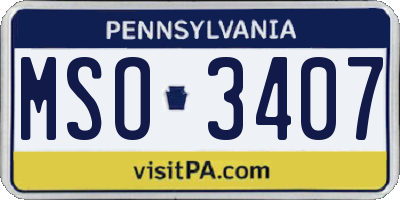 PA license plate MSO3407