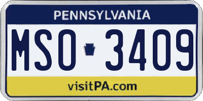 PA license plate MSO3409
