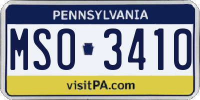 PA license plate MSO3410