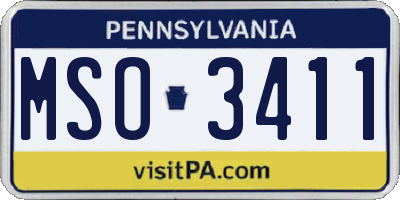 PA license plate MSO3411