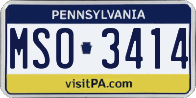 PA license plate MSO3414