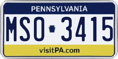 PA license plate MSO3415