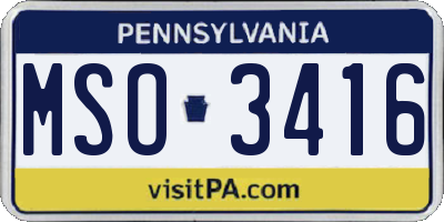 PA license plate MSO3416