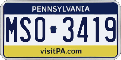 PA license plate MSO3419