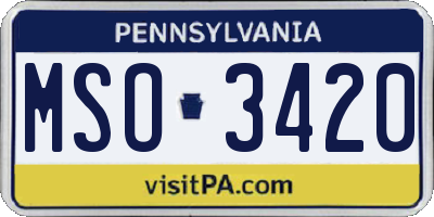 PA license plate MSO3420