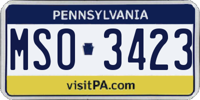 PA license plate MSO3423