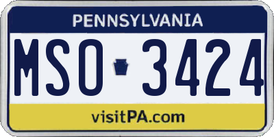 PA license plate MSO3424