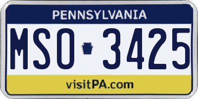 PA license plate MSO3425