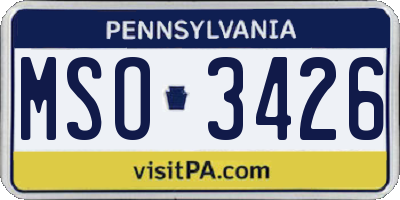 PA license plate MSO3426