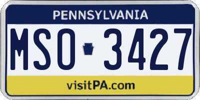 PA license plate MSO3427