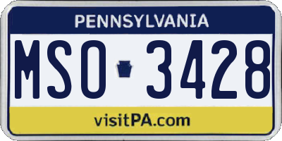 PA license plate MSO3428