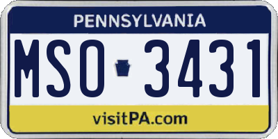 PA license plate MSO3431