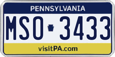 PA license plate MSO3433