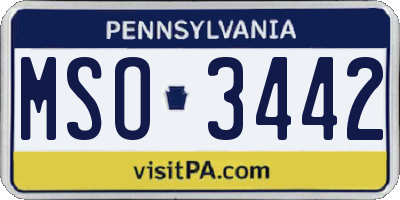 PA license plate MSO3442