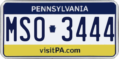 PA license plate MSO3444
