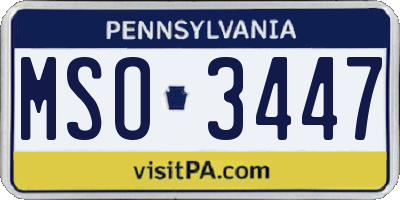 PA license plate MSO3447