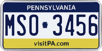 PA license plate MSO3456