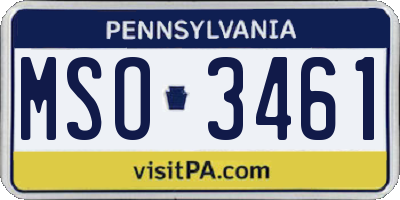 PA license plate MSO3461
