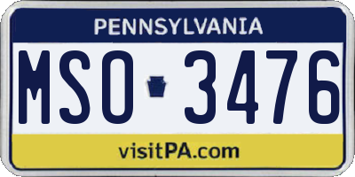 PA license plate MSO3476