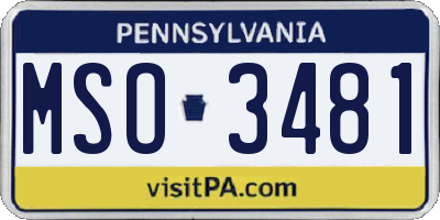 PA license plate MSO3481