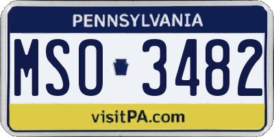 PA license plate MSO3482