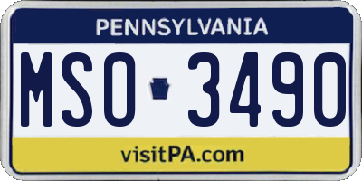 PA license plate MSO3490
