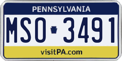 PA license plate MSO3491