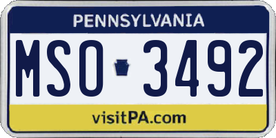 PA license plate MSO3492