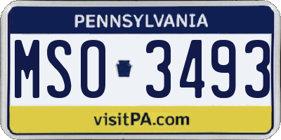 PA license plate MSO3493