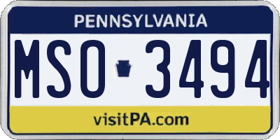 PA license plate MSO3494