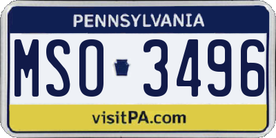 PA license plate MSO3496