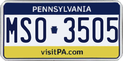 PA license plate MSO3505