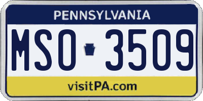 PA license plate MSO3509