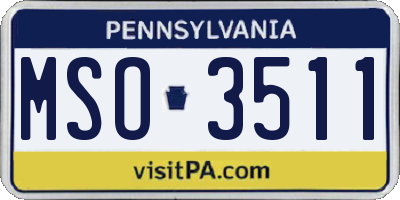 PA license plate MSO3511