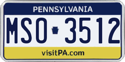 PA license plate MSO3512