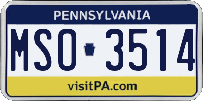 PA license plate MSO3514