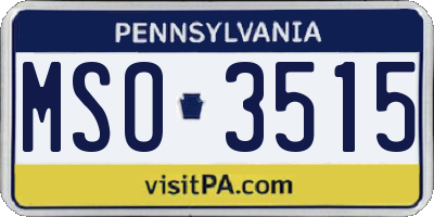 PA license plate MSO3515