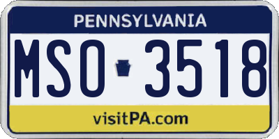 PA license plate MSO3518