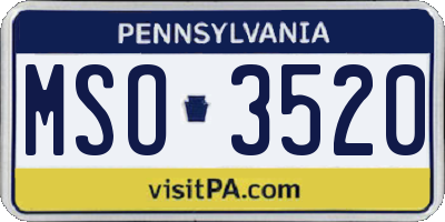 PA license plate MSO3520