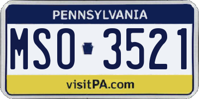 PA license plate MSO3521