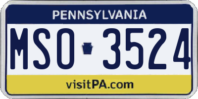 PA license plate MSO3524