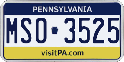 PA license plate MSO3525