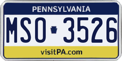 PA license plate MSO3526