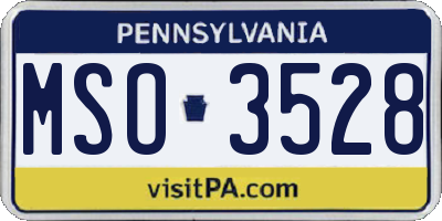 PA license plate MSO3528